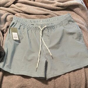 Goodfellow & Co White and Blue Swim Trunks Elastic Waistband
